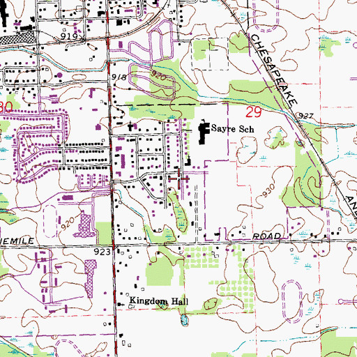 Topographic Map of Sayre Elementary School, MI
