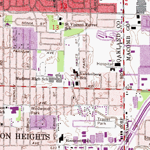 Topographic Map of Madison Elementary School, MI