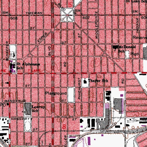 Topographic Map of School-to-Work Academy, MI