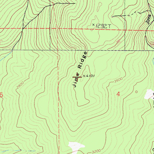 Topographic Map of Jims Ridge, CA