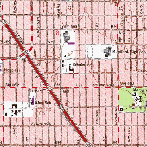 Topographic Map of Schulze Elementary School, MI