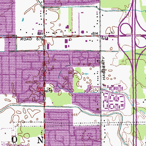 Topographic Map of Sears Plaza Shopping Center, MI