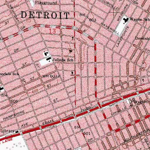 Topographic Map of Second Canaan Missionary Baptist Church, MI