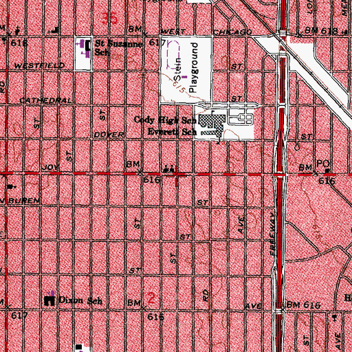 Topographic Map of Second Grace United Methodist Church, MI