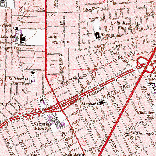 Topographic Map of Second Mount Carmel Missionary Baptist Church, MI