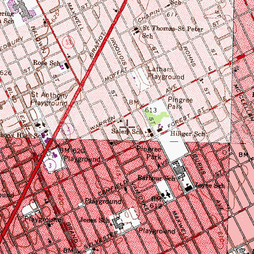 Topographic Map of Second Timothy Baptist Church, MI