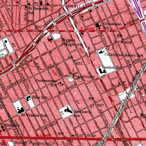 Topographic Map of Second True Vine Church, MI