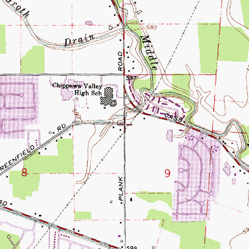 Topographic Map of Seneca Middle School, MI