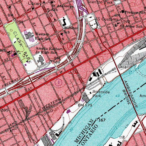 Topographic Map of SER Casa Environmental-Technical Academy, MI