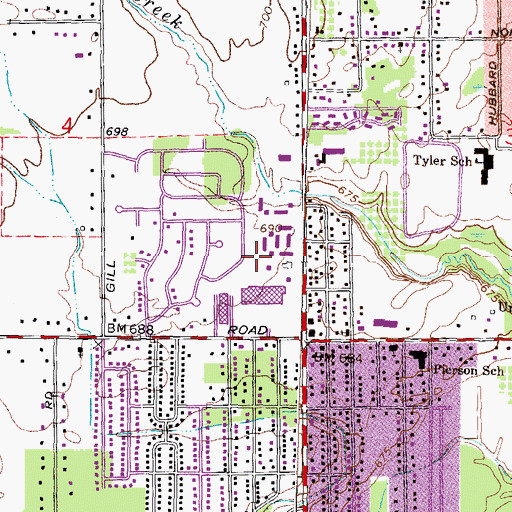Topographic Map of Seven-Farmington Shopping Center, MI