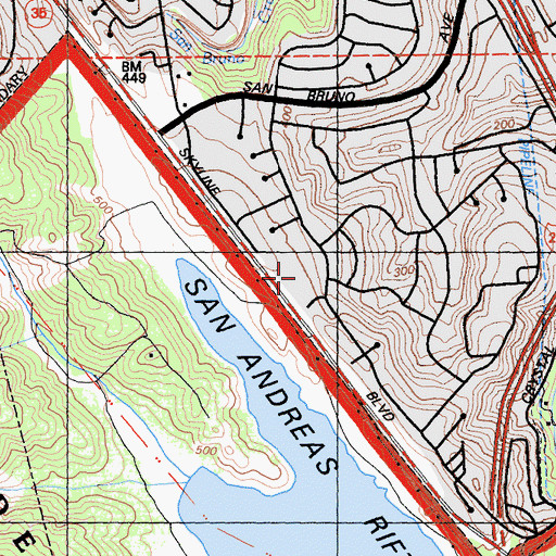 Topographic Map of John Muir Elementary School, CA