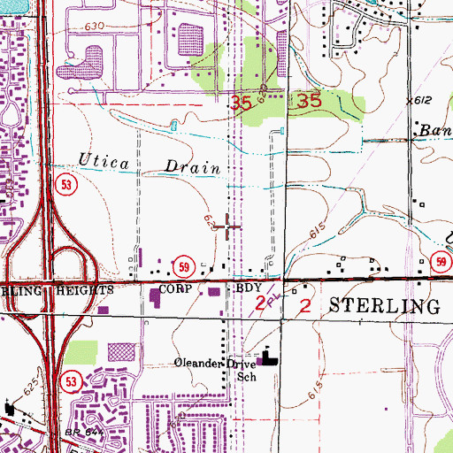 Topographic Map of Shelby Corners Shopping Center, MI