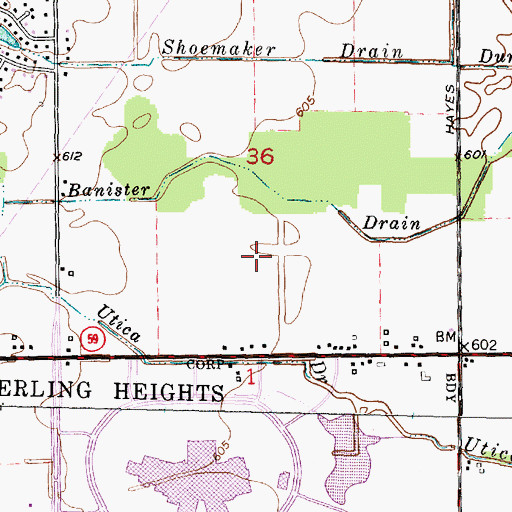 Topographic Map of Shelby Town Center Shopping Center, MI