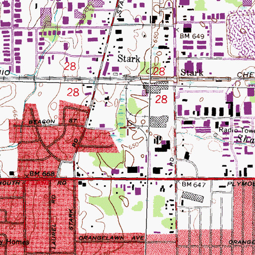 Topographic Map of Sheldon Center Shopping Center, MI