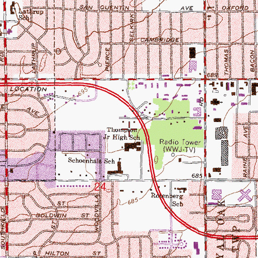 Topographic Map of Sherwood Square Shopping Center, MI