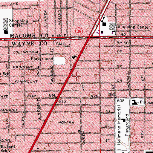 Topographic Map of Shiloh Chapel Church of God in Christ, MI