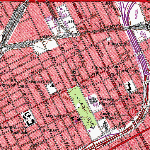 Topographic Map of Shiloh Free Will Baptist Church, MI