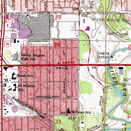 Topographic Map of Shiyloh Baptist Church, MI