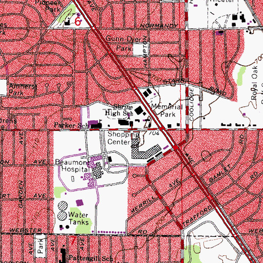 Topographic Map of Shrine Academy, MI