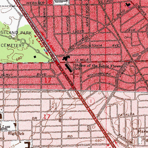 Topographic Map of Shrine Catholic Grade School, MI