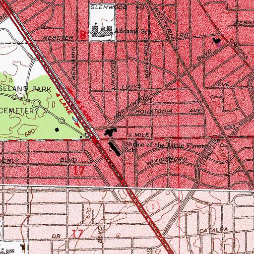 Topographic Map of Shrine of the Little Flower, MI