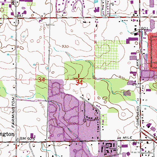 Topographic Map of Simbury Plaza Shopping Center, MI