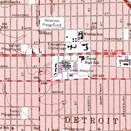Topographic Map of Sinai Campus, MI