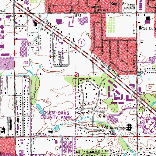 Topographic Map of Sinai Rose Imaging Center, MI