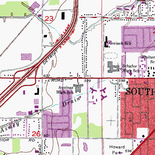Topographic Map of Sisters Servant of the Immaculate Heart of Mary Church, MI