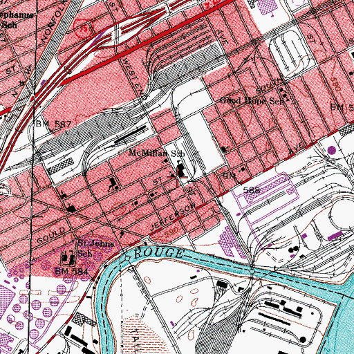 Topographic Map of Solvey Church of God in Christ, MI