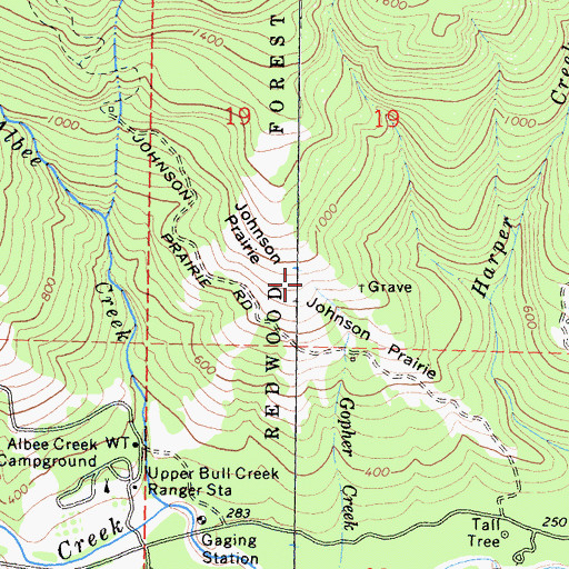 Topographic Map of Johnson Prairie, CA