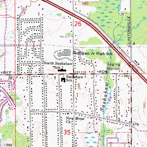 Topographic Map of South Sashabaw Early Childhood Center, MI