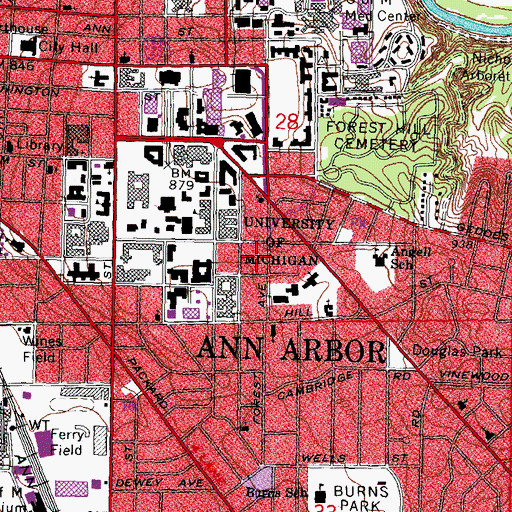 Topographic Map of South University Galleria Shopping Center, MI