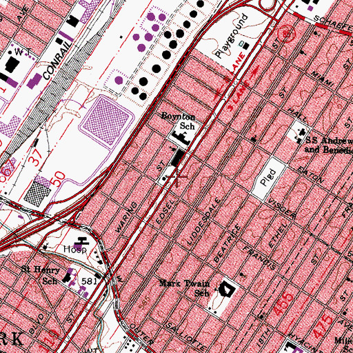 Topographic Map of Southewestern Church of God, MI