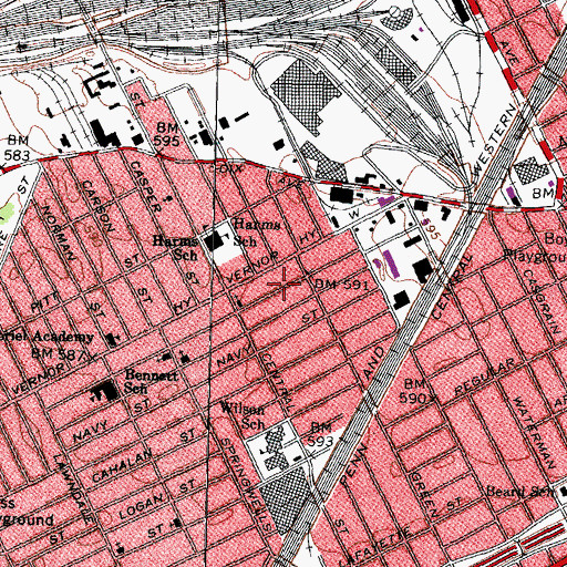 Topographic Map of Southwest United Presbyterian Church, MI
