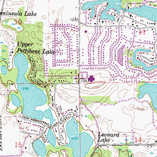 Topographic Map of Spring Mills Elementary School, MI
