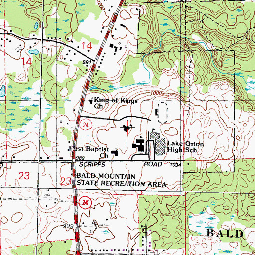 Topographic Map of Stadium Drive Elementary School, MI
