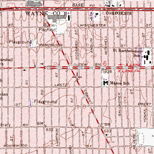 Topographic Map of Straight Street Baptist Church, MI