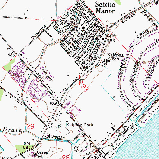 Topographic Map of Sugarbush Elementary School, MI