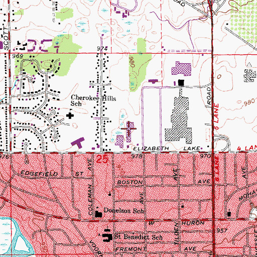 Topographic Map of Summit Place Shopping Center, MI