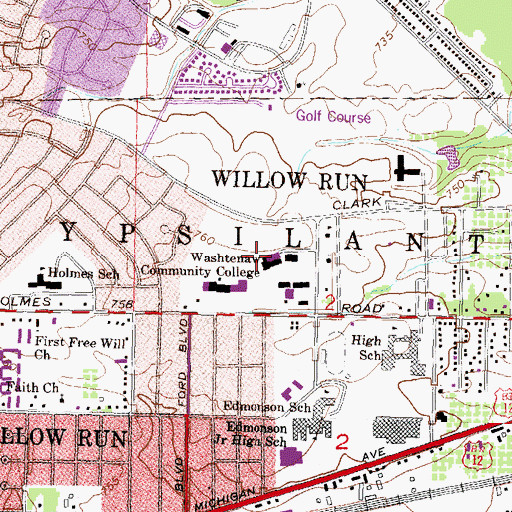 Topographic Map of Sunrise Center Shopping Center, MI