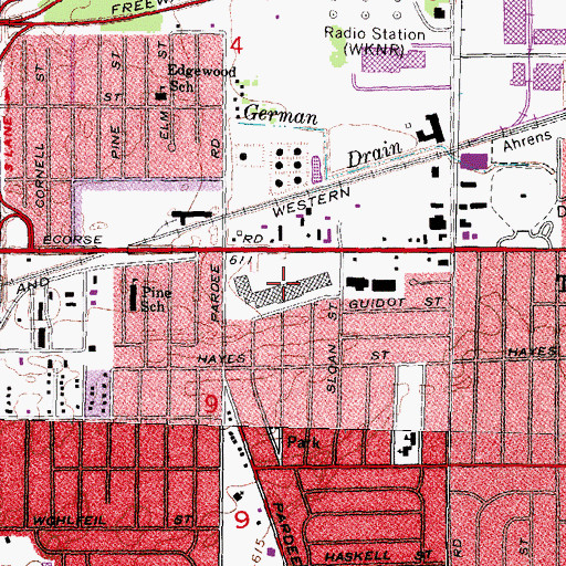 Topographic Map of Sunrise Center Shopping Center, MI