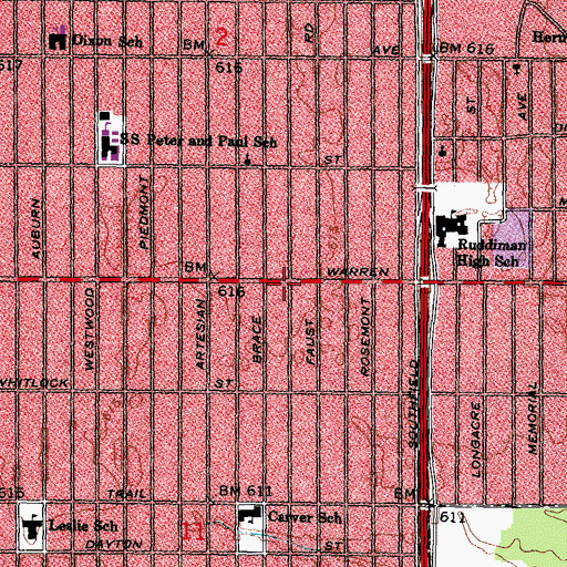 Topographic Map of Tawheed Center School, MI