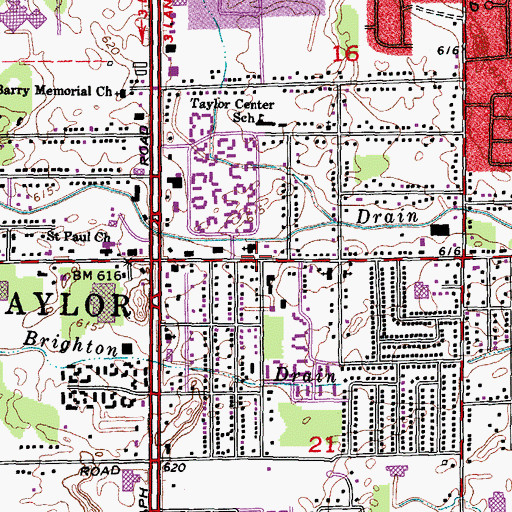 Topographic Map of Taylor Center Baptist Academy, MI