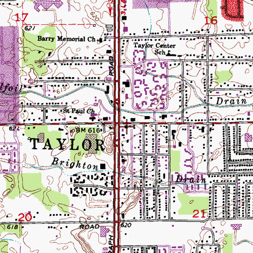 Topographic Map of Taylor City Hall, MI