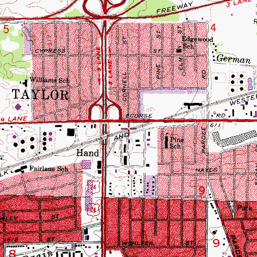 Topographic Map of Taylor Crossings Shopping Center, MI