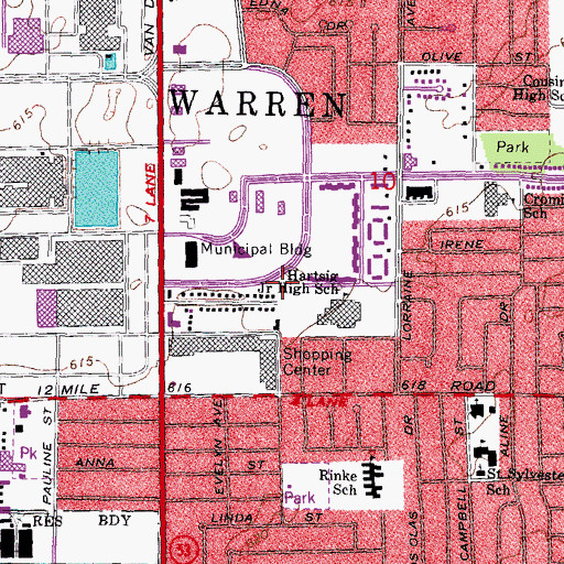 Topographic Map of Tech Plaza Shopping Center, MI
