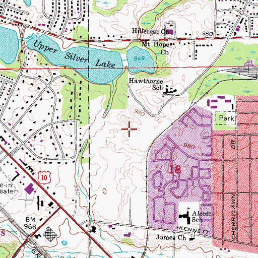 Topographic Map of Tel-Huron Shopping Center, MI