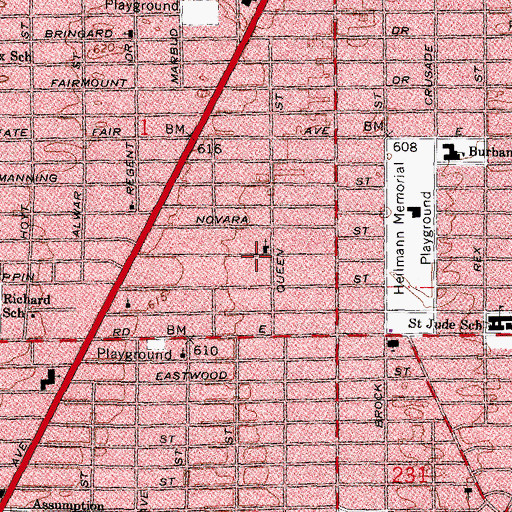 Topographic Map of Temple of Faith Missionary Baptist Church, MI