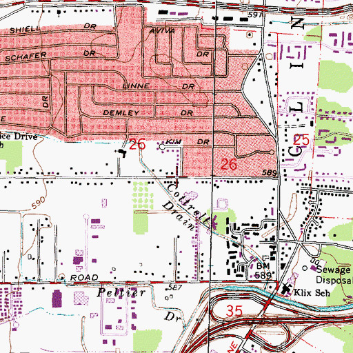 Topographic Map of Tenniswood Elementary School, MI